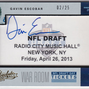 2013 Absolute War Room Draft Day Tickets Autographs #10 Gavin Escobar /25