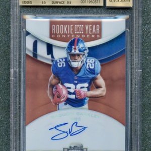 2018 Panini Contenders Optic Rookie of the Year Contenders Autographs Red #2 Saquon Barkley/99 BGS 9.5/10 (POP 4)