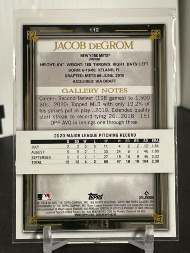 2021 Topps Gallery Jacob DeGrom Green Shimmer Foil SP /99 NY Mets - Picture 2 of 2
